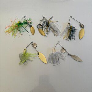 Fishing Spinnerbait Lures Set With Metal Blades & Skirts - 5 Pieces